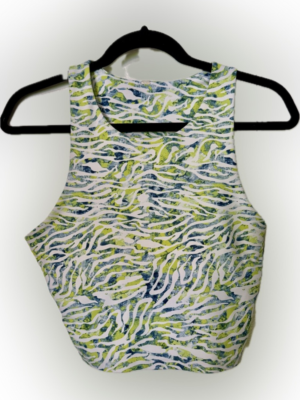 Women's Lime Green & White Printed Athletic Tank Top and Leggings